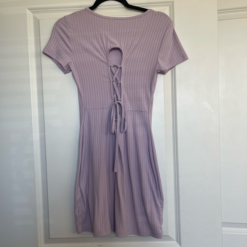Hearts Collective Lilac Ribbed Mini Dress - Picture 2 of 2